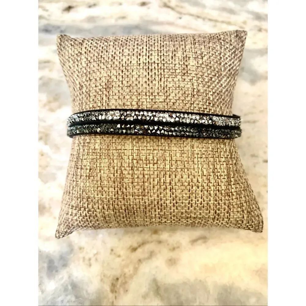 Origami Owl Black and Clear Crystal Bracelet ~ adjustable